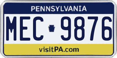 PA license plate MEC9876