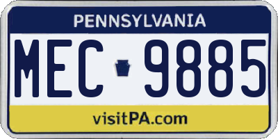 PA license plate MEC9885