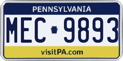 PA license plate MEC9893