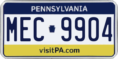 PA license plate MEC9904