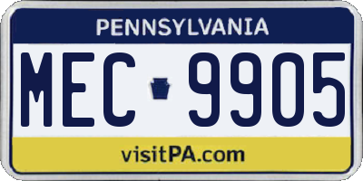 PA license plate MEC9905