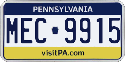 PA license plate MEC9915