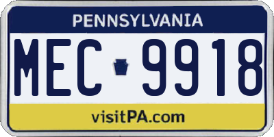 PA license plate MEC9918
