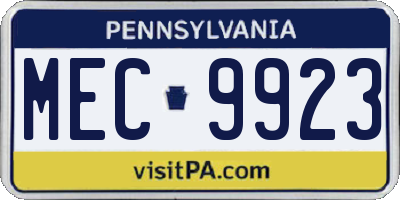 PA license plate MEC9923