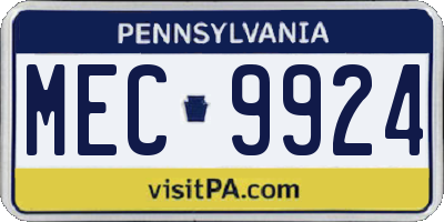 PA license plate MEC9924