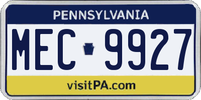 PA license plate MEC9927