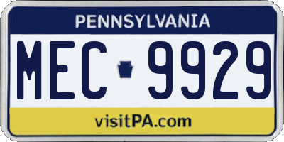 PA license plate MEC9929
