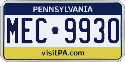 PA license plate MEC9930