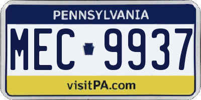 PA license plate MEC9937