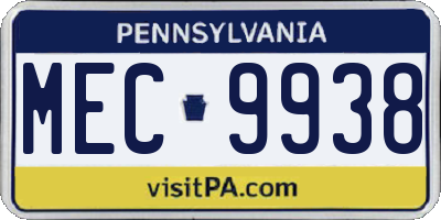 PA license plate MEC9938