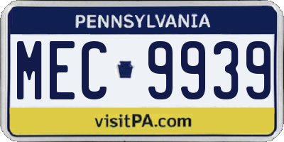 PA license plate MEC9939