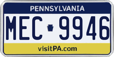 PA license plate MEC9946