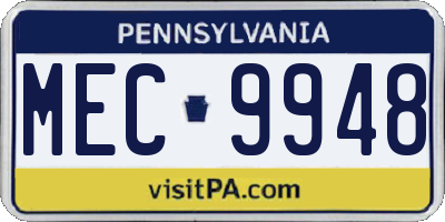 PA license plate MEC9948