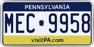 PA license plate MEC9958