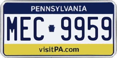 PA license plate MEC9959