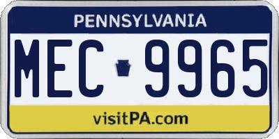 PA license plate MEC9965