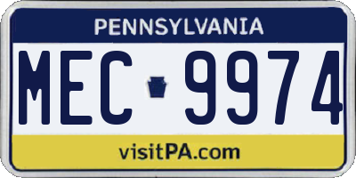 PA license plate MEC9974
