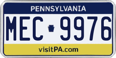 PA license plate MEC9976
