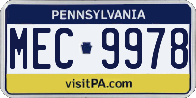 PA license plate MEC9978