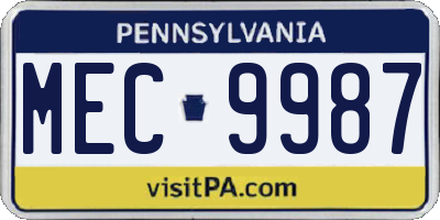 PA license plate MEC9987