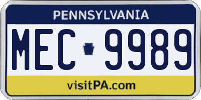 PA license plate MEC9989