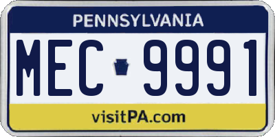 PA license plate MEC9991