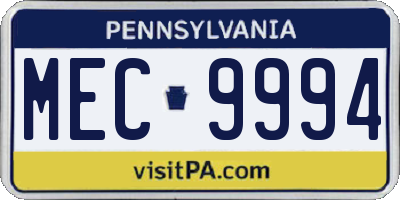 PA license plate MEC9994