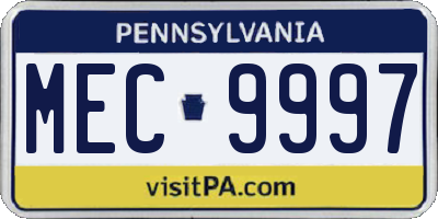 PA license plate MEC9997