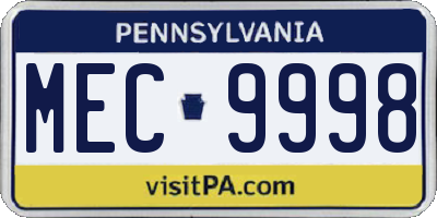 PA license plate MEC9998