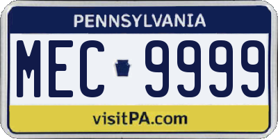 PA license plate MEC9999