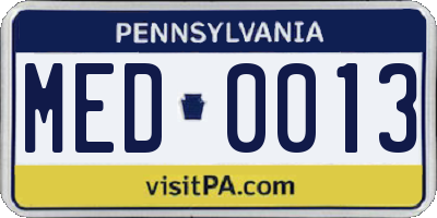 PA license plate MED0013