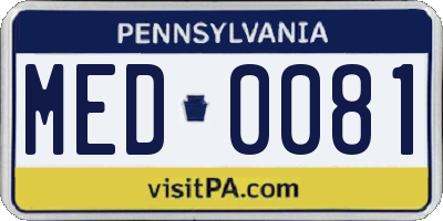 PA license plate MED0081