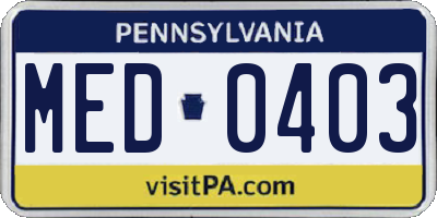 PA license plate MED0403