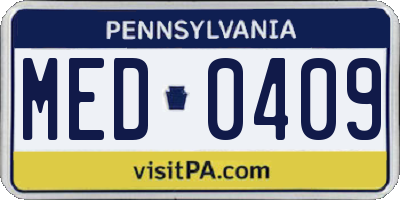 PA license plate MED0409