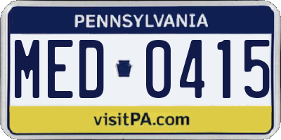 PA license plate MED0415