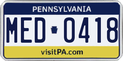 PA license plate MED0418