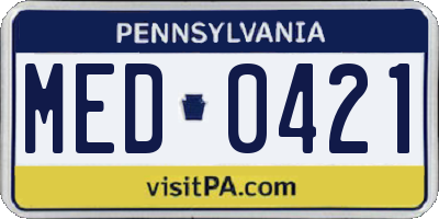 PA license plate MED0421