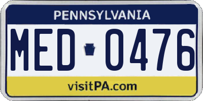 PA license plate MED0476