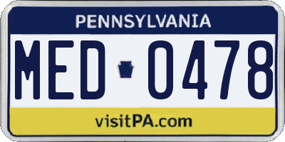 PA license plate MED0478