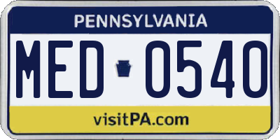 PA license plate MED0540