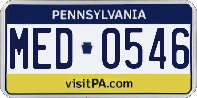 PA license plate MED0546