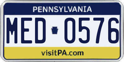 PA license plate MED0576