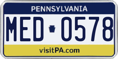 PA license plate MED0578