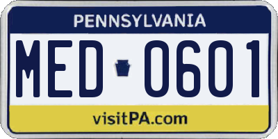 PA license plate MED0601
