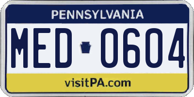 PA license plate MED0604