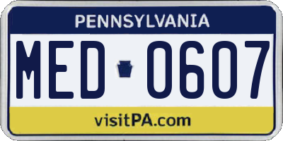 PA license plate MED0607