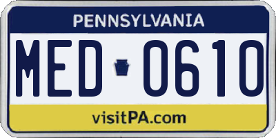 PA license plate MED0610