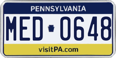 PA license plate MED0648