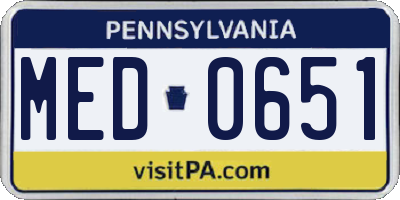 PA license plate MED0651