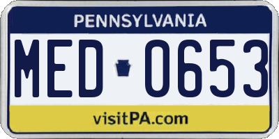 PA license plate MED0653